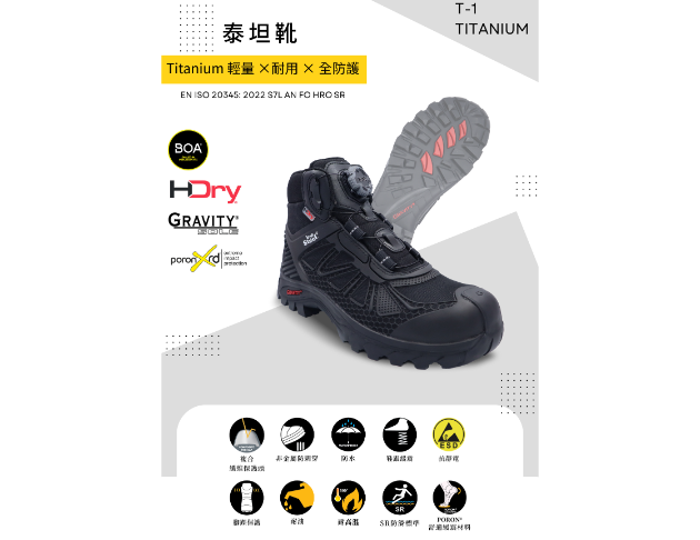 泰坦靴 T1 Titanium防水BOA快旋鈕抗靜電安全鞋